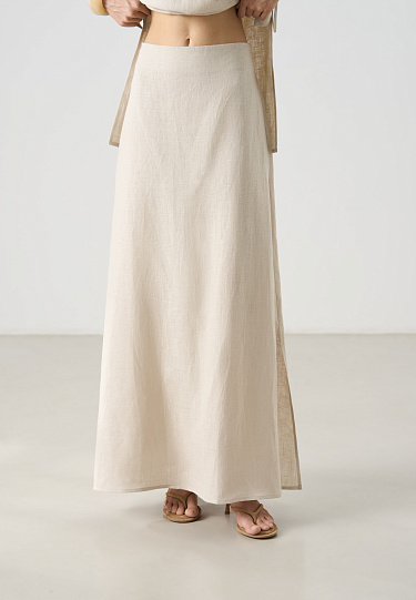 Юбка макси из 100% льна с разрезом сбоку