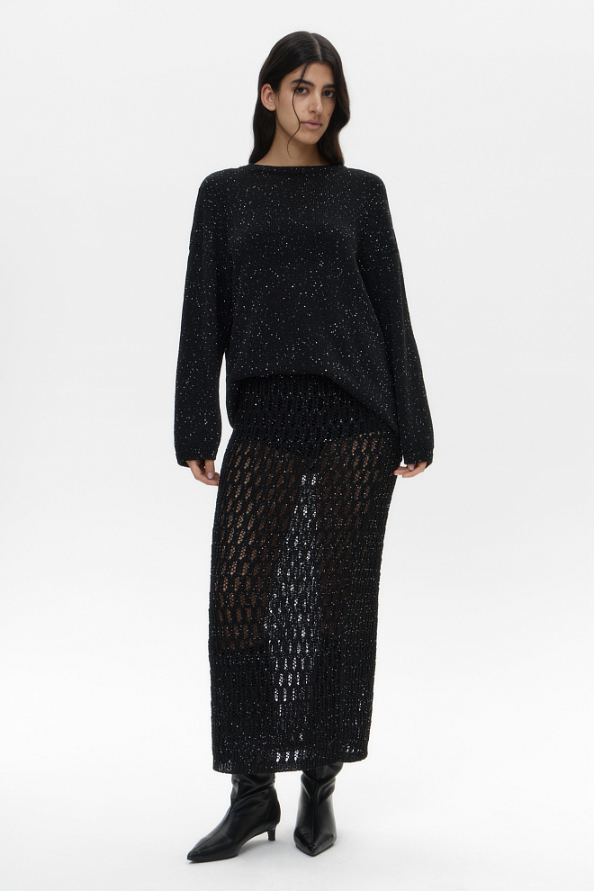 Трикотажный джемпер с голографическими пайетками