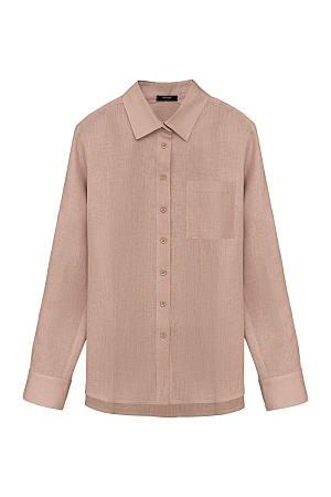 бежевый Классическая рубашка из 100% льна на пуговицах. Модель свободного кроя с накладным карманом на груди.