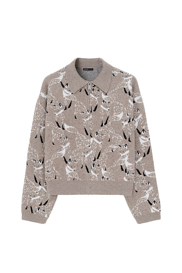 Принтованный бомбер на молнии