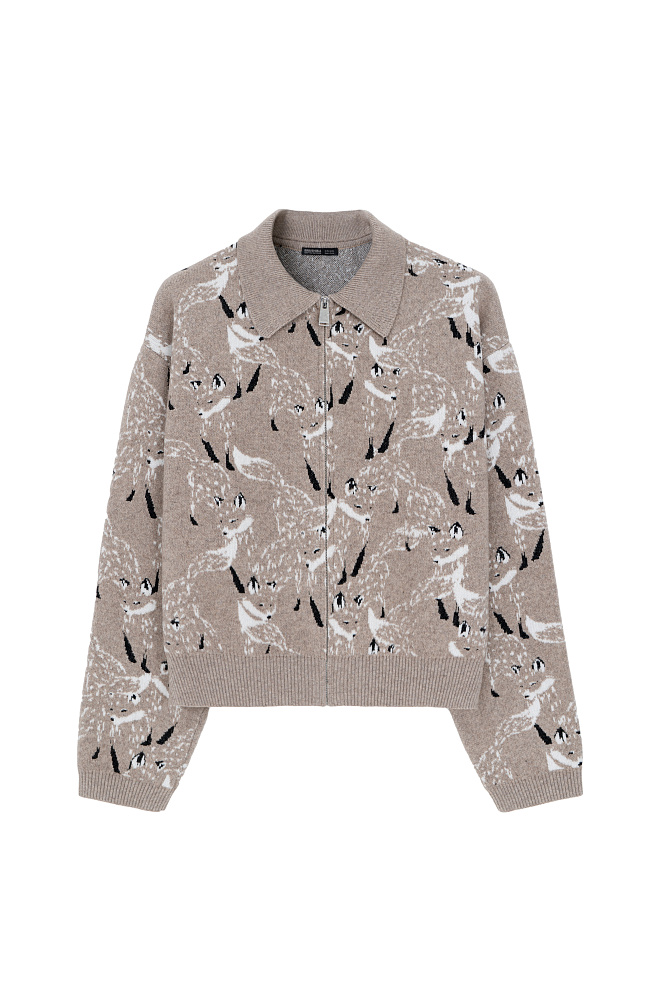 Принтованный бомбер на молнии