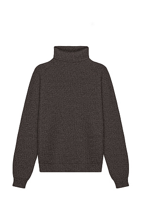 коричневый Трикотажный джемпер из шерсти и кашемира. Модель свободного силуэта с аккуратным воротником-стойкой и рукавом формы реглан. Низ изделия и манжеты рукавов выполнены на резинке.