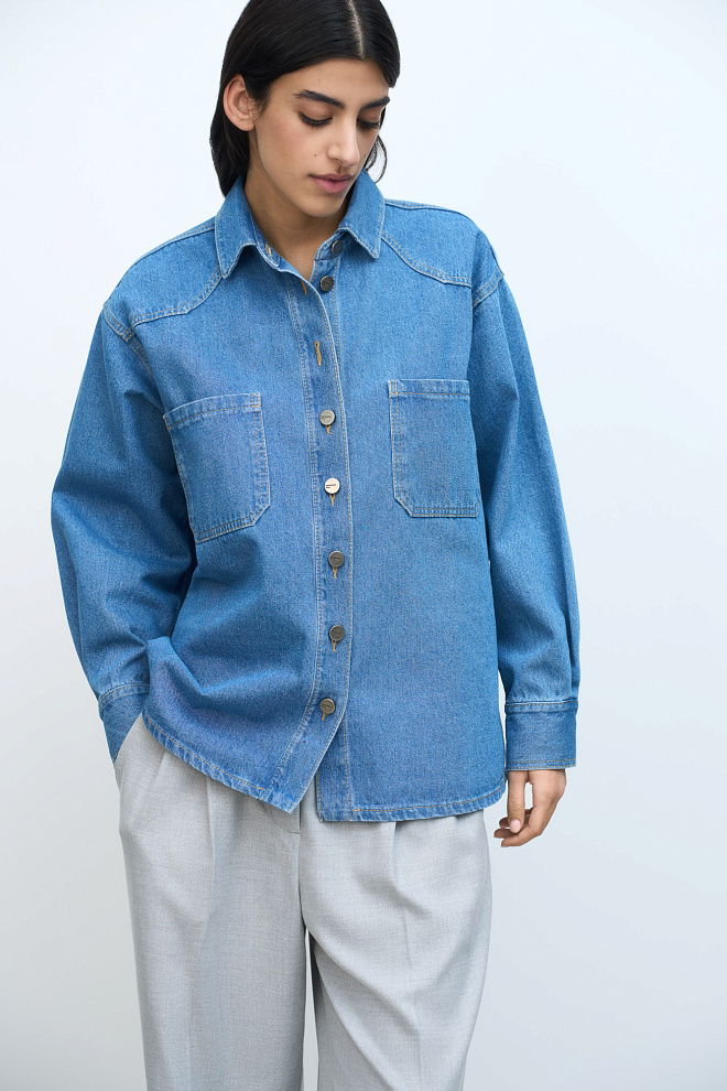 Джинсовая рубашка из 100% хлопка