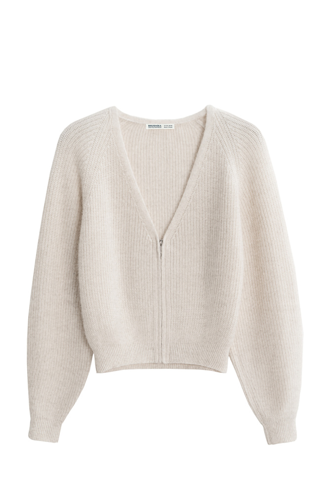 Кардиган на молнии с пухом лисы 