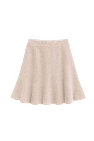 бежевый Трикотажная юбка длины мини из шерсти и пуха лисы. Модель полусолнце с эластичным поясом на резинке. 