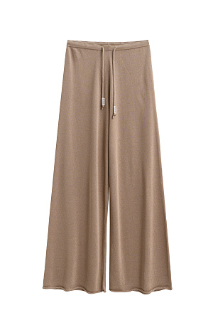 коричневый Трикотажные брюки палаццо из легкой вискозы. Модель свободного кроя с поясом на кулиске. 