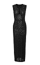 Трикотажное ажурное платье длины макси из органического хлопка. Модель приталенного силуэта, без рукавов, разрезом сзади и на груди. Изделие декорировано жаккардовым рисунком, имитирующим пятна леопарда. <br />
Органический хлопок - более экологичная и безопасная альтернатива обычному хлопку, выращенная без использования химикатов.