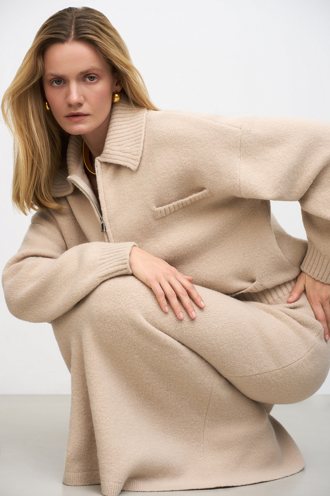 Трикотажная юбка макси из шерсти