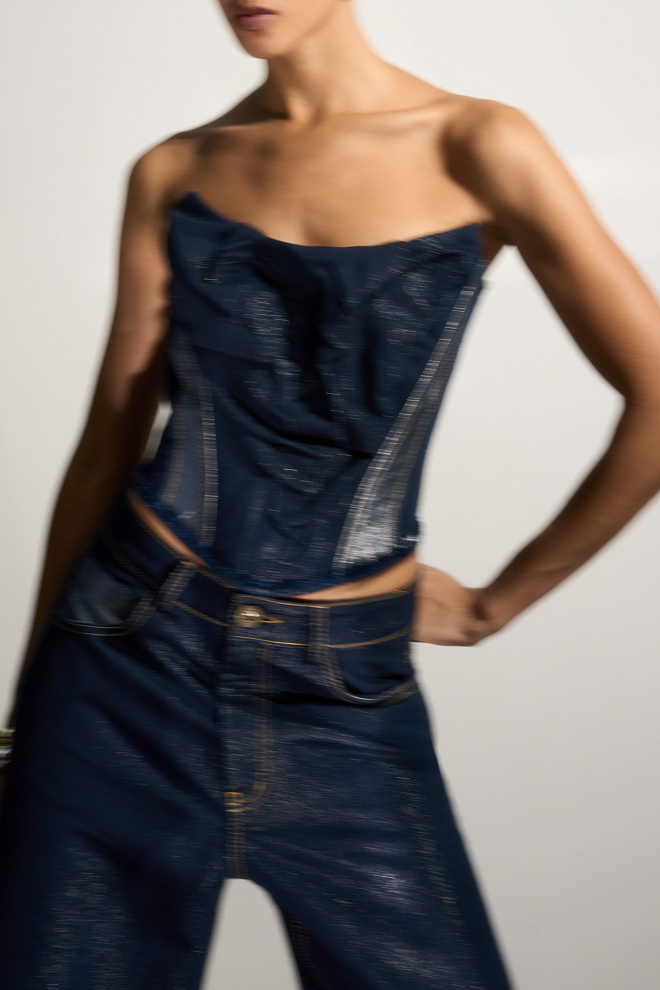 Джинсовый корсет с люрексом