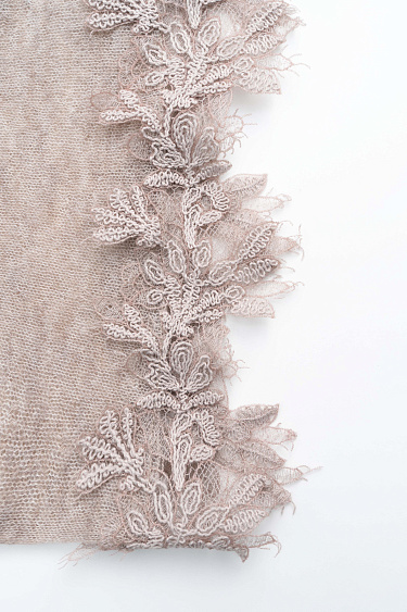 Юбка макси из шерсти мериноса с кружевом