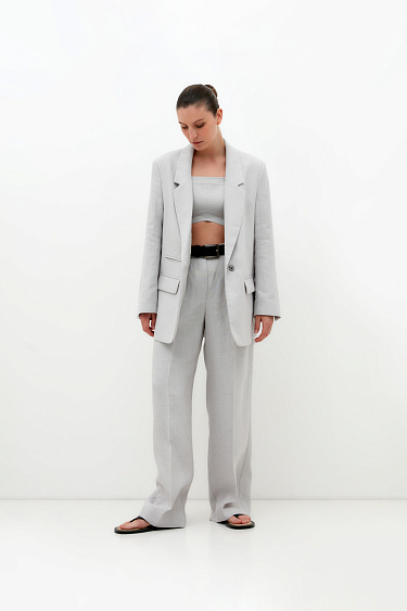 Жакет с разрезами по бокам из 100% льна