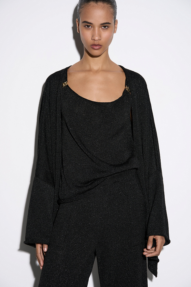 Трикотажные брюки-джоггеры с люрексом