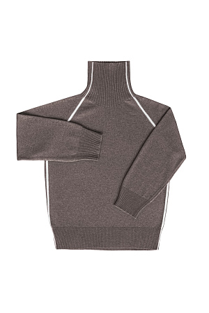 коричневый Трикотажный джемпер из смесовой шерсти. Модель свободного силуэта с лампасами, высоким воротом и спущенной линией плеч.
