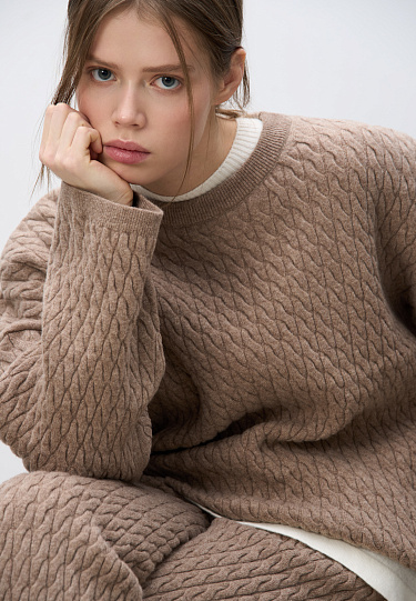 Брюки с косами из 100% шерсти мериноса экстрафайн 