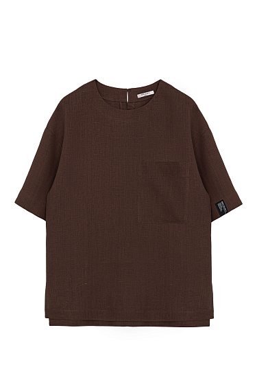 Футболка из 100% льна с нагрудным карманом