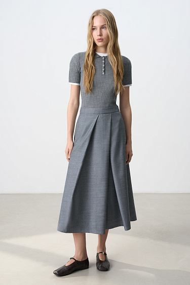 Юбка миди с косыми складками