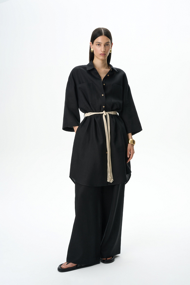 Платье-рубашка из 100% льна