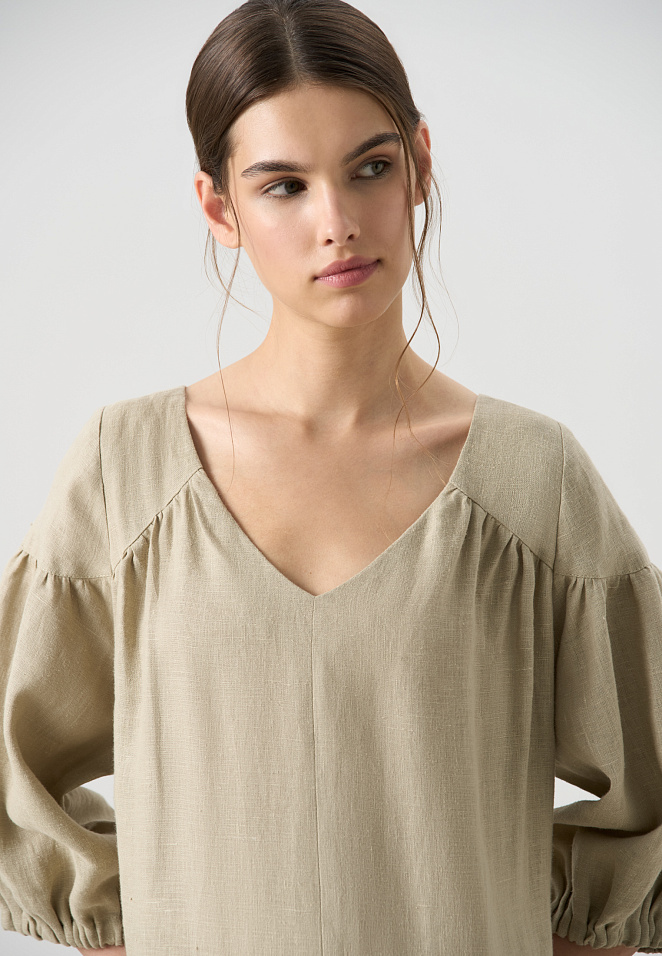 Платье из 100% льна с открытой спиной