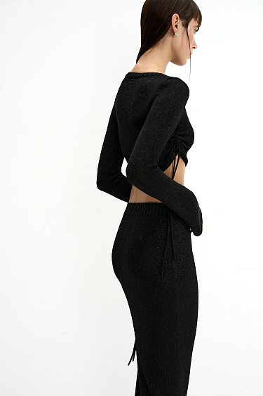 Укороченный топ на кулиске с люрексом