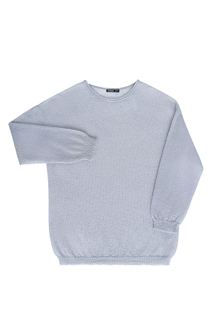 серый Трикотажный джемпер свободного силуэта со спущенной линией плеча. Для его создания использована тончайшая пряжа - смесь суперкид-мохера. Края изделия в рубчик.