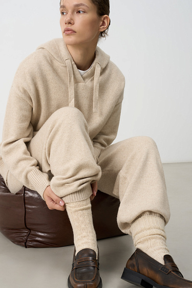 Трикотажные брюки-джоггеры из кашемира и шерсти