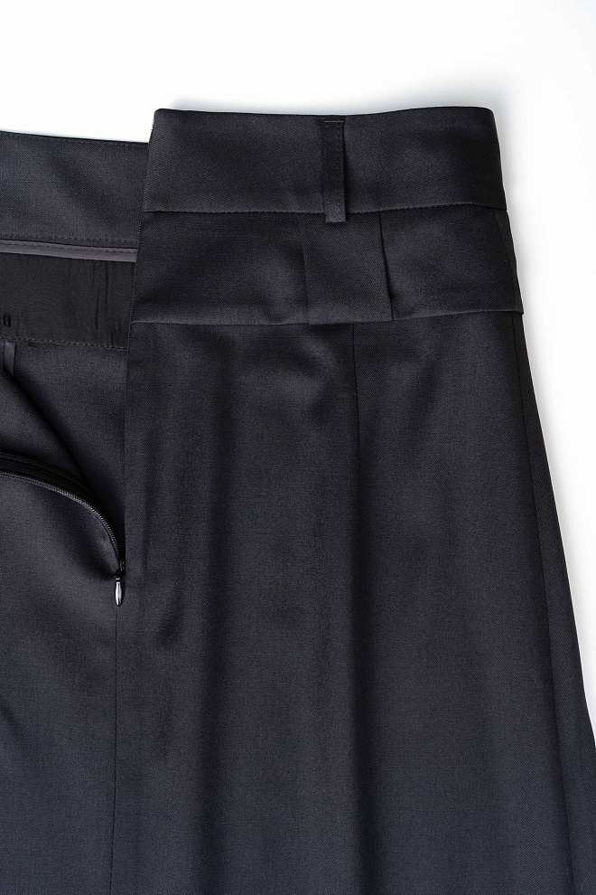 Юбка миди с двумя складками и двойным поясом