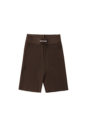 коричневый Трикотажные велосипедки из вискозы. Модель с эластичным поясом и&nbsp;&nbsp;жаккардовым ярлыком. Изделие выполнено в рубчик. Дополнить образ можно топом в таком же стиле.