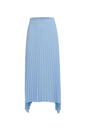 голубой Юбка плиссе с асимметричным низом. Модель приталенного силуэта с застежкой на молнию.
