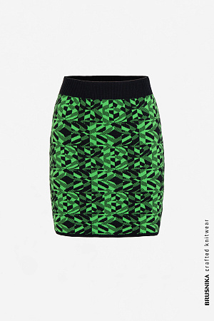 зеленый Юбка из вискозы с жаккардовым узором
