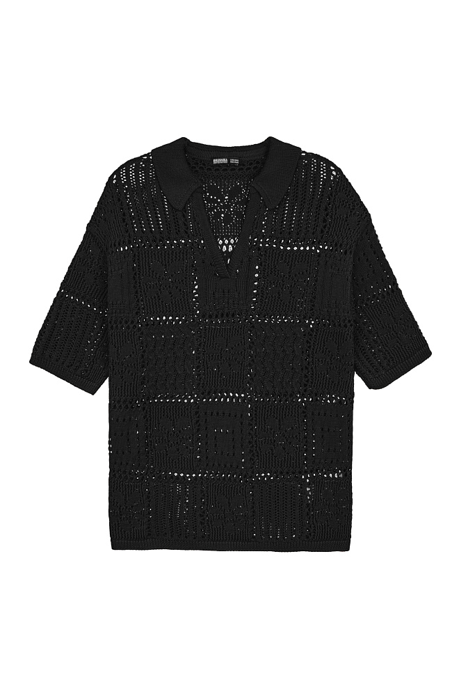 Трикотажная футболка поло в стиле пэчворк