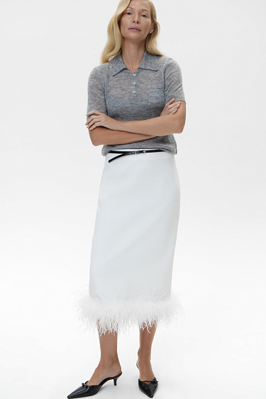 Юбка миди с перьями