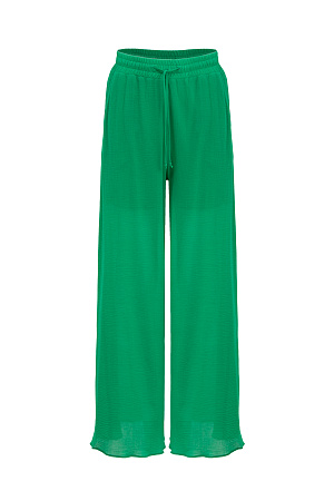 зеленый Широкие свободные брюки на кулиске из 100% хлопка с боковыми карманами.