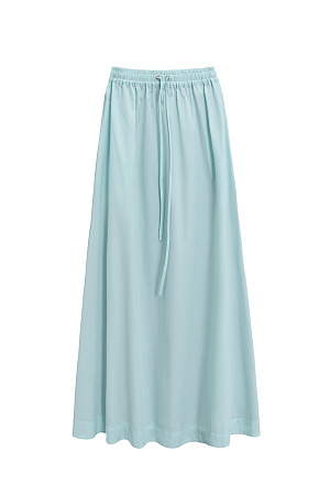 ментол Хлопковая юбка длины макси. Модель прямого кроя, с эластичным поясом на кулиске и карманами. 