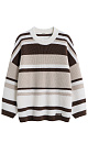 Трикотажный джемпер из шерсти в полоску. Модель свободного силуэта, со спущенной линией плеч, длинными рукавами и круглым вырезом горловины. Изделие декорировано пришивным логотипом бренда.&nbsp;&nbsp;