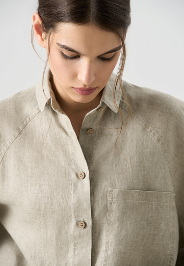 Рубашка из 100% льна с рукавом реглан