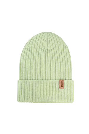 ментол Объёмная цельновязаная шапка из кашемира и шерсти. Модель с отворотом.