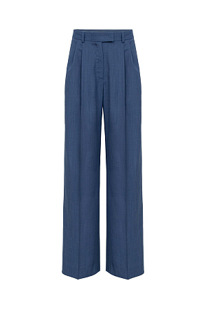 синий Широкие брюки палаццо из смесовой шерсти. Модель прямого кроя с боковыми карманами и застежкой на молнию и крючок. 