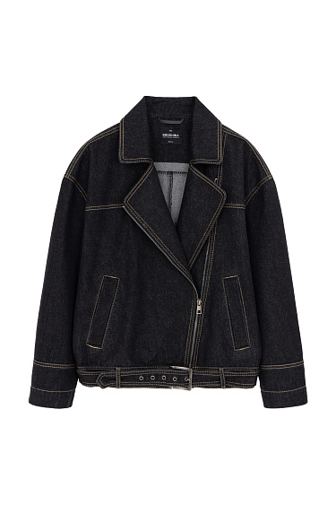 Джинсовая oversize куртка  с отложным воротником