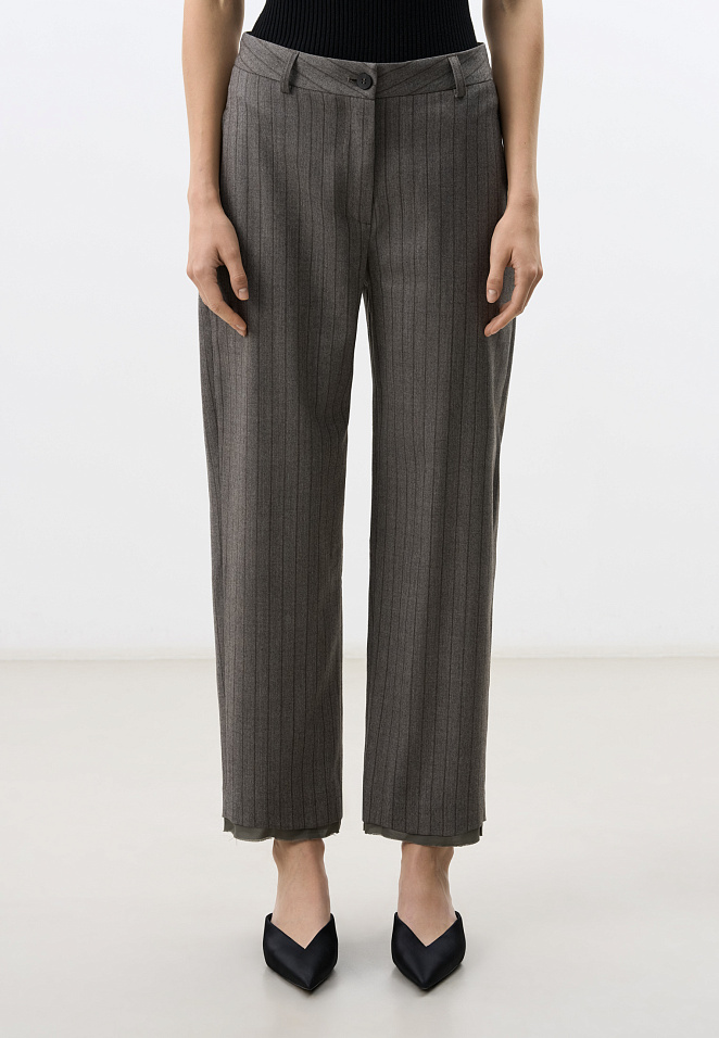 Брюки из шерсти в полоску