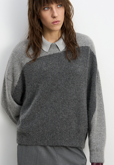 Двухцветный джемпер из пуха лисы