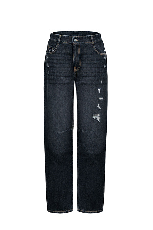 черный Джинсы из 100% хлопка со средней посадкой. Модель прямого силуэта с разрезами в стиле гранж и эффектом потертости. Застежка на молнию и пуговицу.