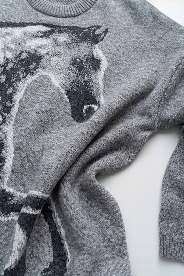 Трикотажный джемпер с принтом лошади