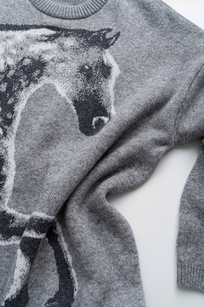 Трикотажный джемпер с принтом лошади