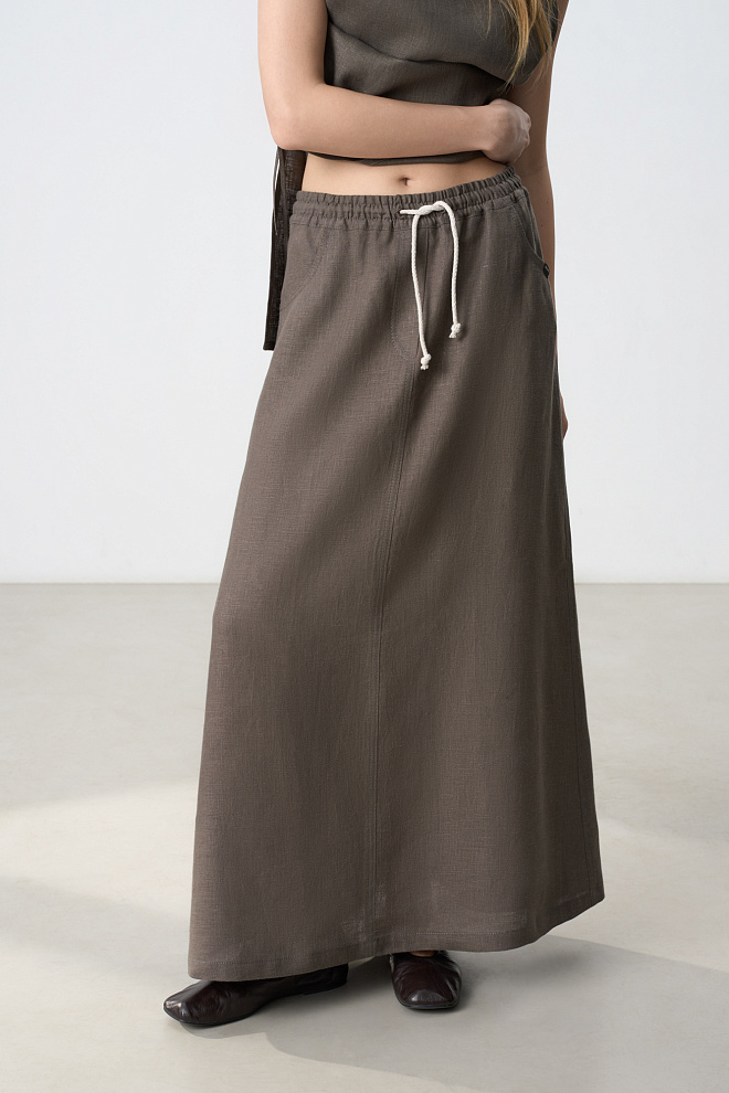 Юбка макси на кулиске из 100% льна