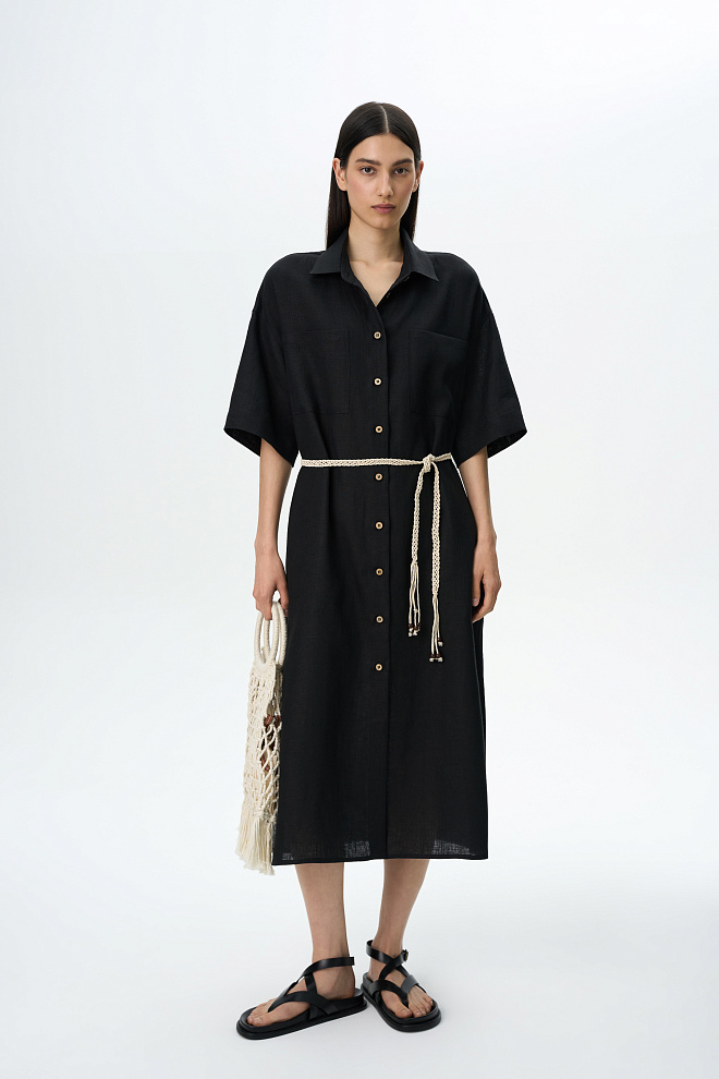 Платье-рубашка из 100% льна