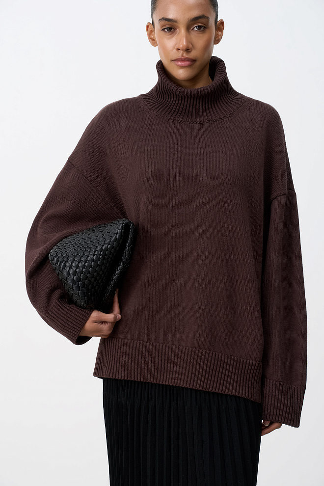 Джемпер из 100% хлопка с высоким воротом