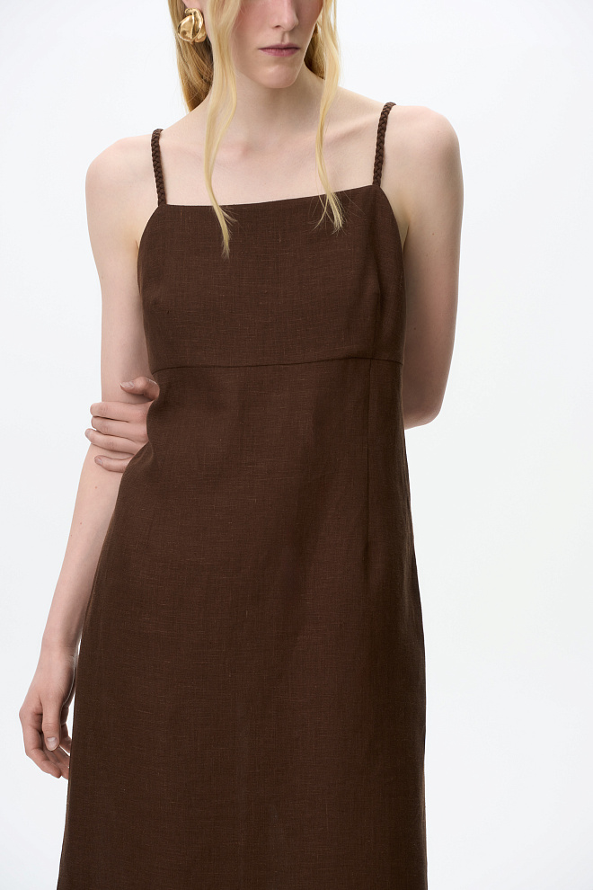 Сарафан с разрезом из 100% льна
