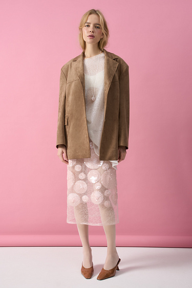 Юбка миди с геометрическим орнаментом из пайеток