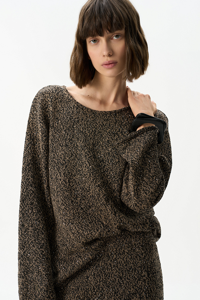 Джемпер из хлопка с пайетками и люрексом