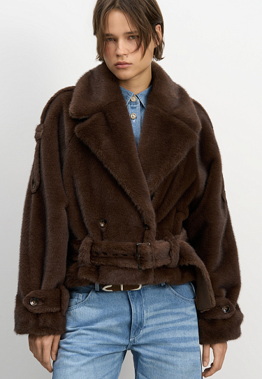 Короткая шуба с поясом